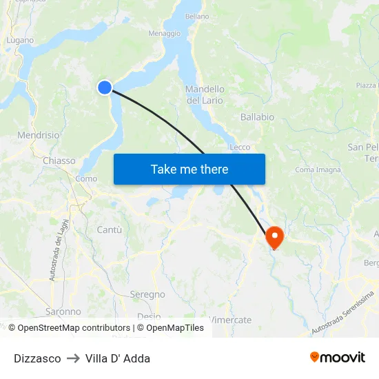 Dizzasco to Villa D' Adda map