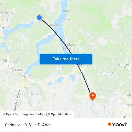 Carlazzo to Villa D' Adda map