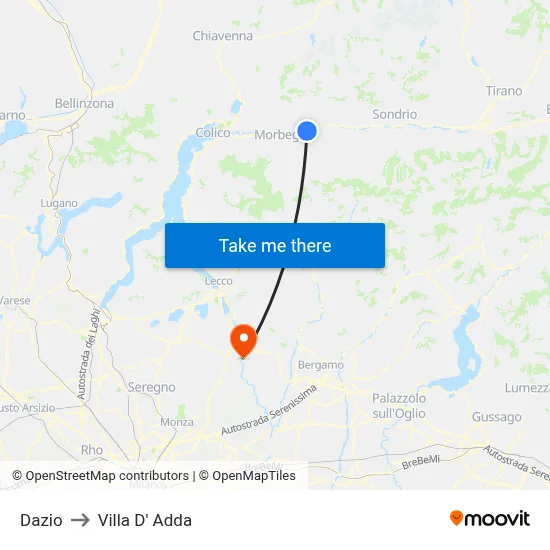 Customs to Villa D' Adda map