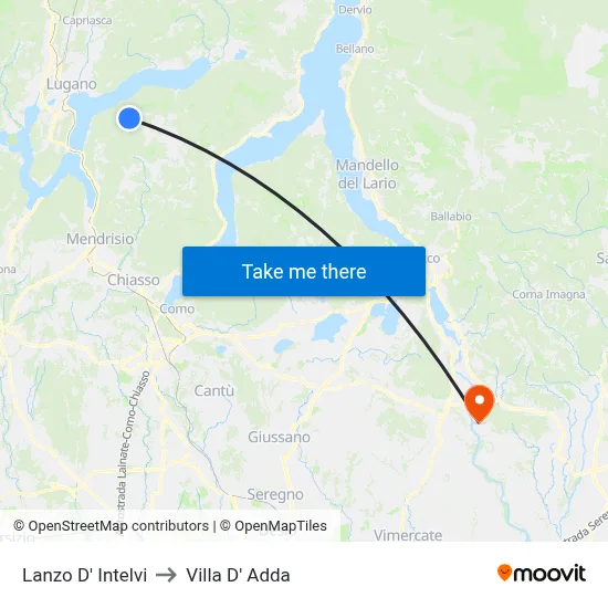 Lanzo d'Intelvi to Villa D' Adda map