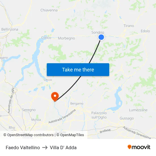 Faedo Valtellino to Villa D' Adda map