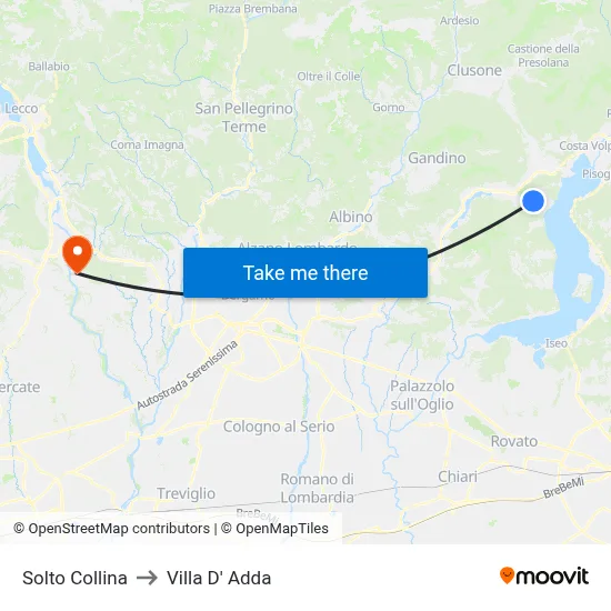 Solto Collina to Villa D' Adda map