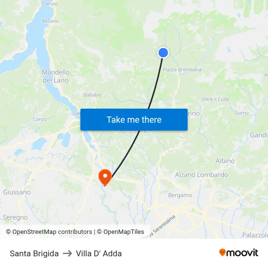 Santa Brigida to Villa D' Adda map