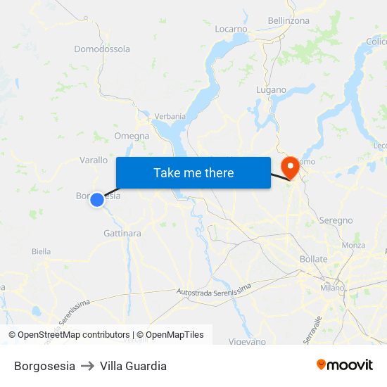 Borgosesia to Villa Guardia map
