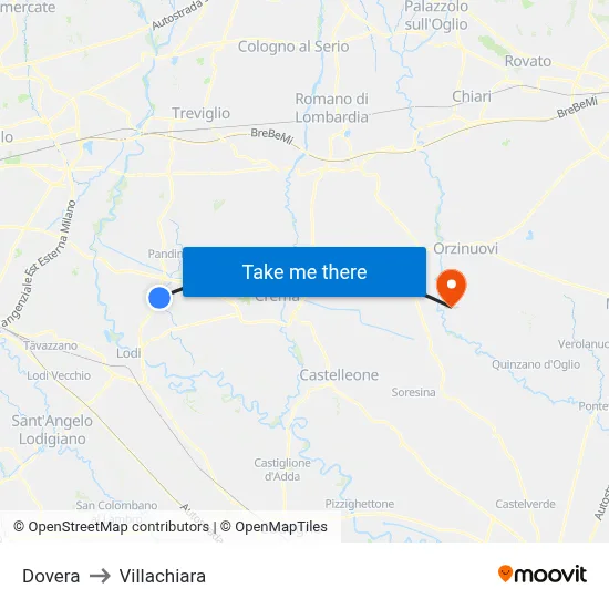 Dovera to Villachiara map
