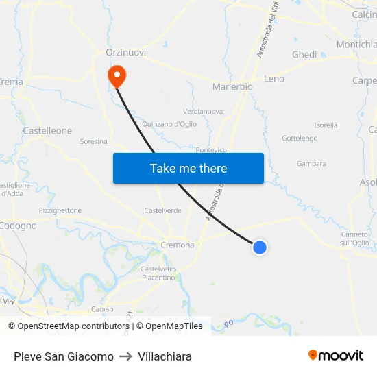 Pieve San Giacomo to Villachiara map