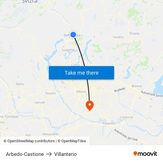 Arbedo-Castione to Villanterio map