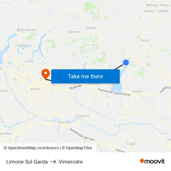 Limone Sul Garda to Vimercate map