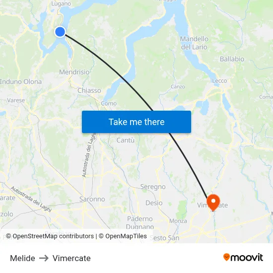 Melide to Vimercate map