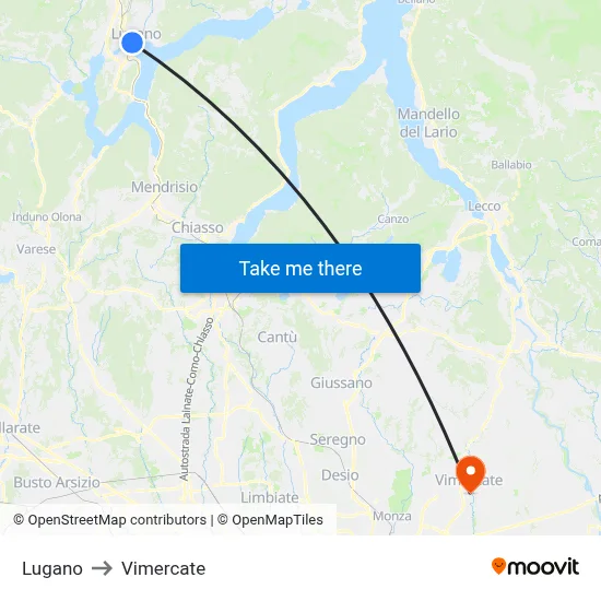 Lugano to Vimercate map