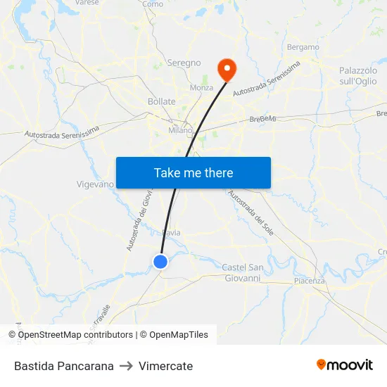 Bastida Pancarana to Vimercate map