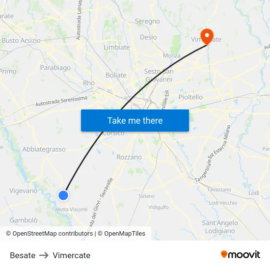 Besate to Vimercate map
