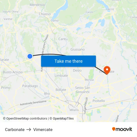 Carbonate to Vimercate map
