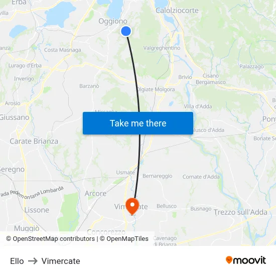 Ello to Vimercate map