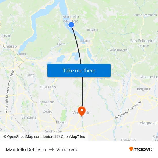 Mandello Del Lario to Vimercate map