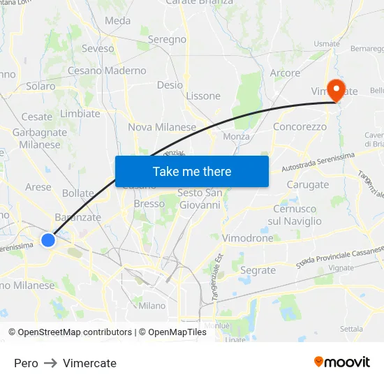 Pero to Vimercate map