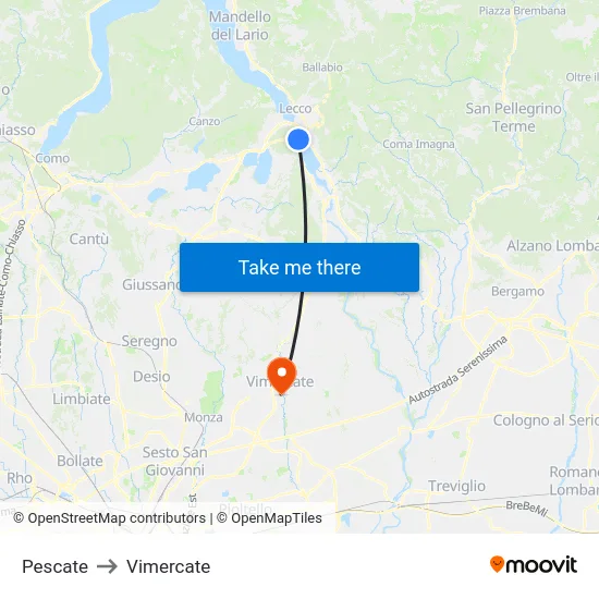 Pescate to Vimercate map