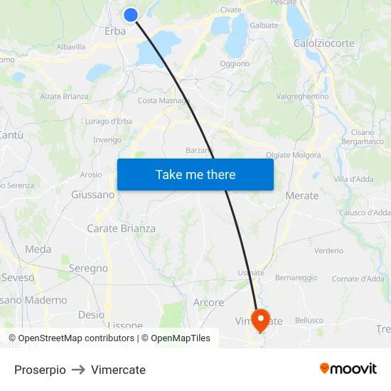 Proserpio to Vimercate map