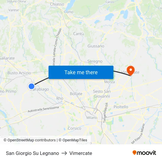 San Giorgio Su Legnano to Vimercate map