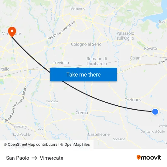 San Paolo to Vimercate map