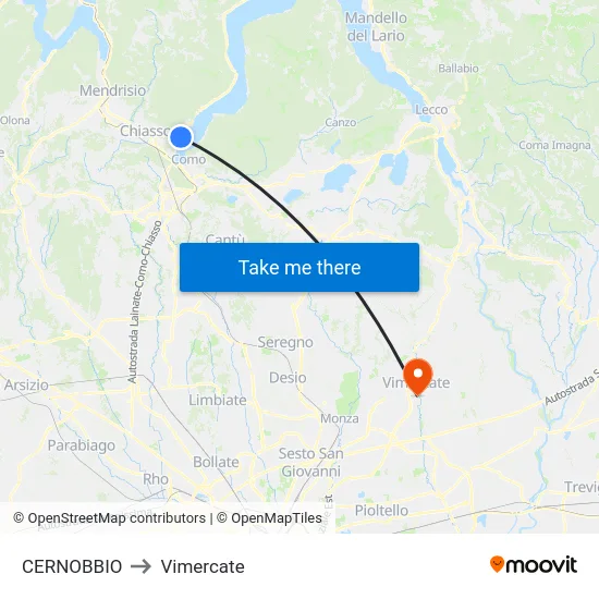 CERNOBBIO to Vimercate map
