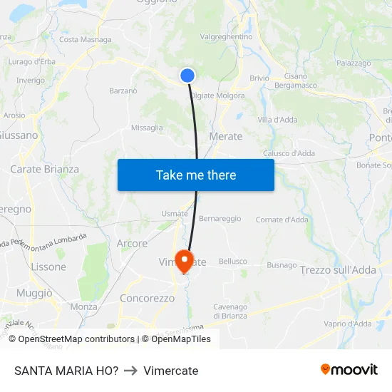 Santa Maria Ho? to Vimercate map