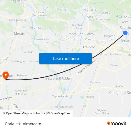 Gorle to Vimercate map