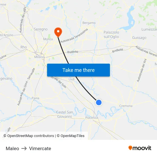 Maleo to Vimercate map
