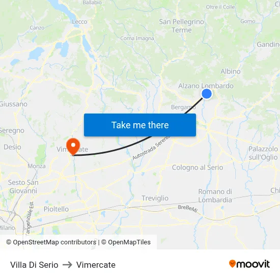 Villa di Serio to Vimercate map