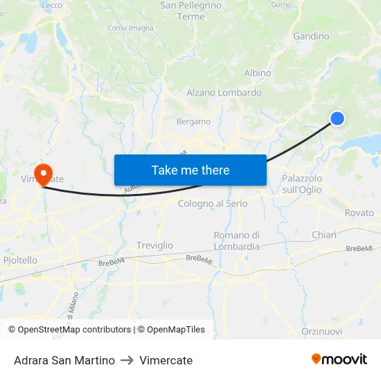 Adrara San Martino to Vimercate map