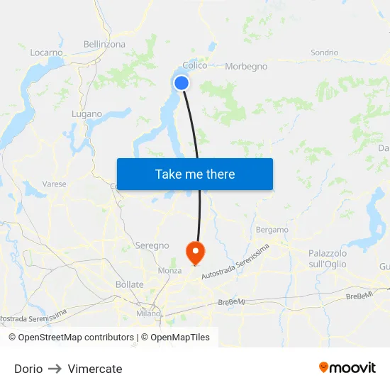 Dorio to Vimercate map