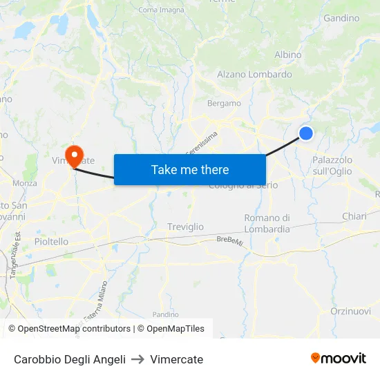 Carobbio Degli Angeli to Vimercate map
