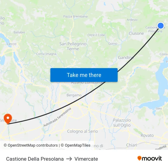 Castione Della Presolana to Vimercate map