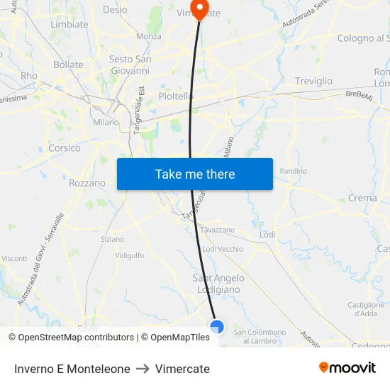 Inverno e Monteleone to Vimercate map