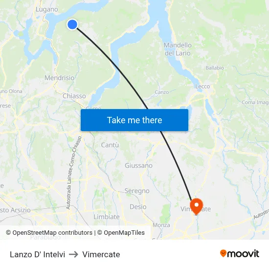 Lanzo d'Intelvi to Vimercate map