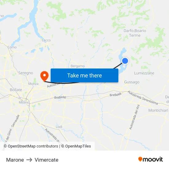 Marone to Vimercate map
