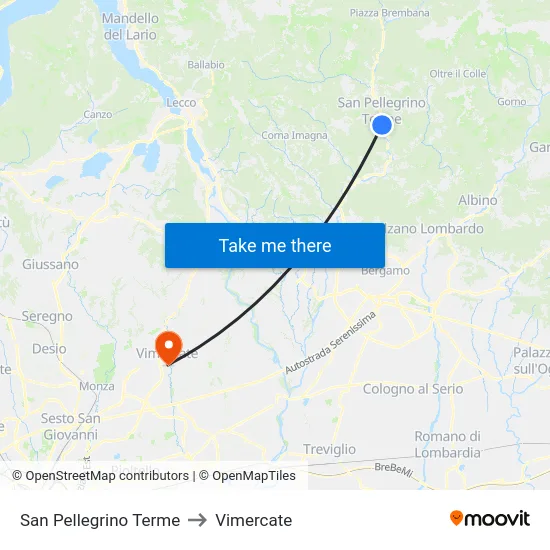 San Pellegrino Terme to Vimercate map