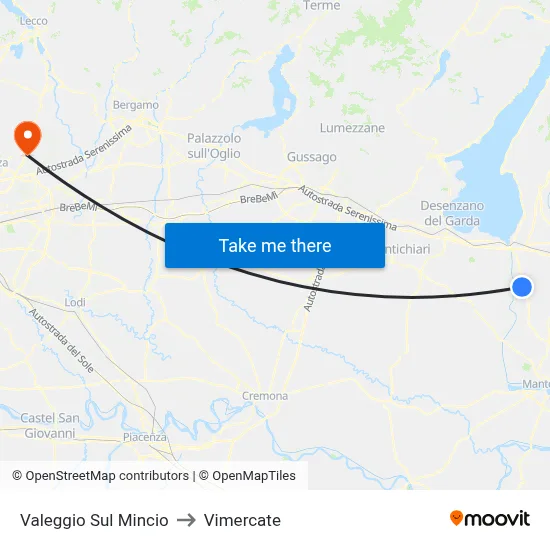 Valeggio Sul Mincio to Vimercate map