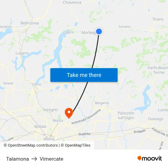 Talamona to Vimercate map