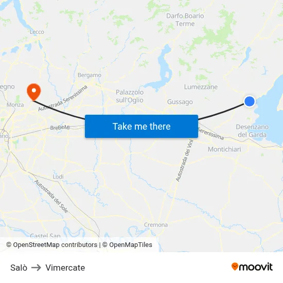 Salò to Vimercate map
