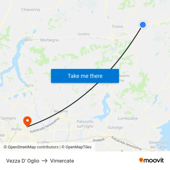 Vezza D' Oglio to Vimercate map