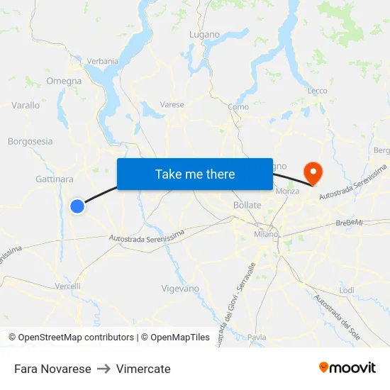 Fara Novarese to Vimercate map