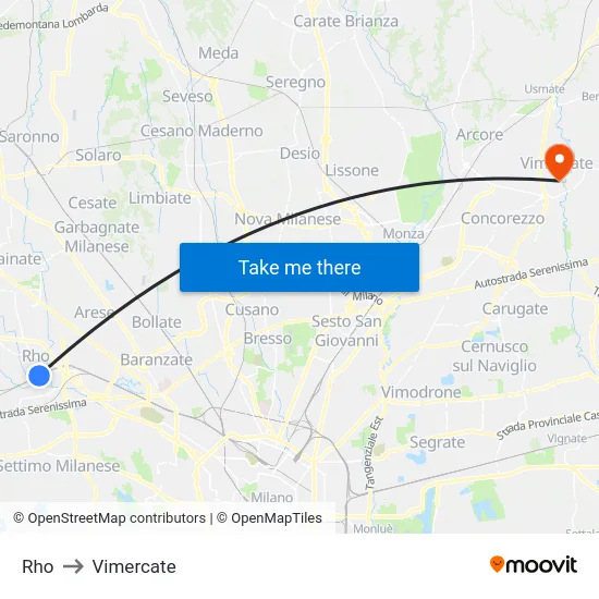 Rho to Vimercate map