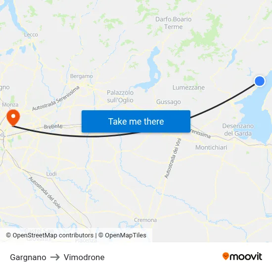 Gargnano to Vimodrone map