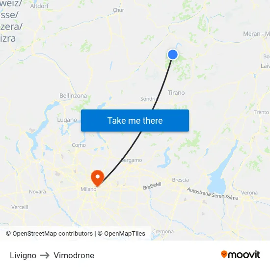 Livigno to Vimodrone map