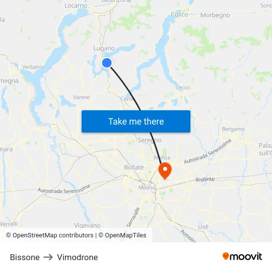 Bissone to Vimodrone map