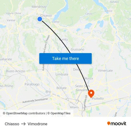 Chiasso to Vimodrone map