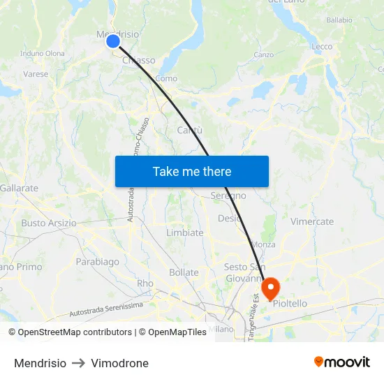 Mendrisio to Vimodrone map