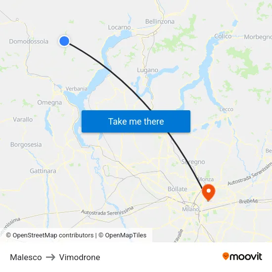 Malesco to Vimodrone map