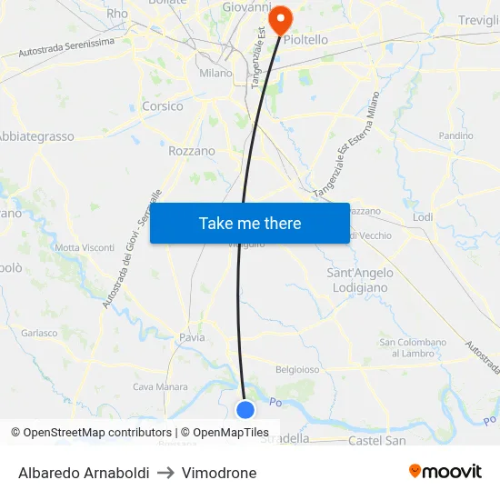 Albaredo Arnaboldi to Vimodrone map